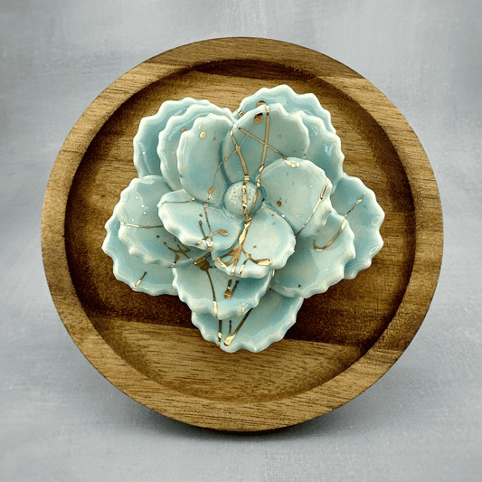 Wall Flower - Celadon with 22K Gold Luster